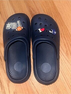 Men’s Navy Slip-On Clogs with Football Charms
